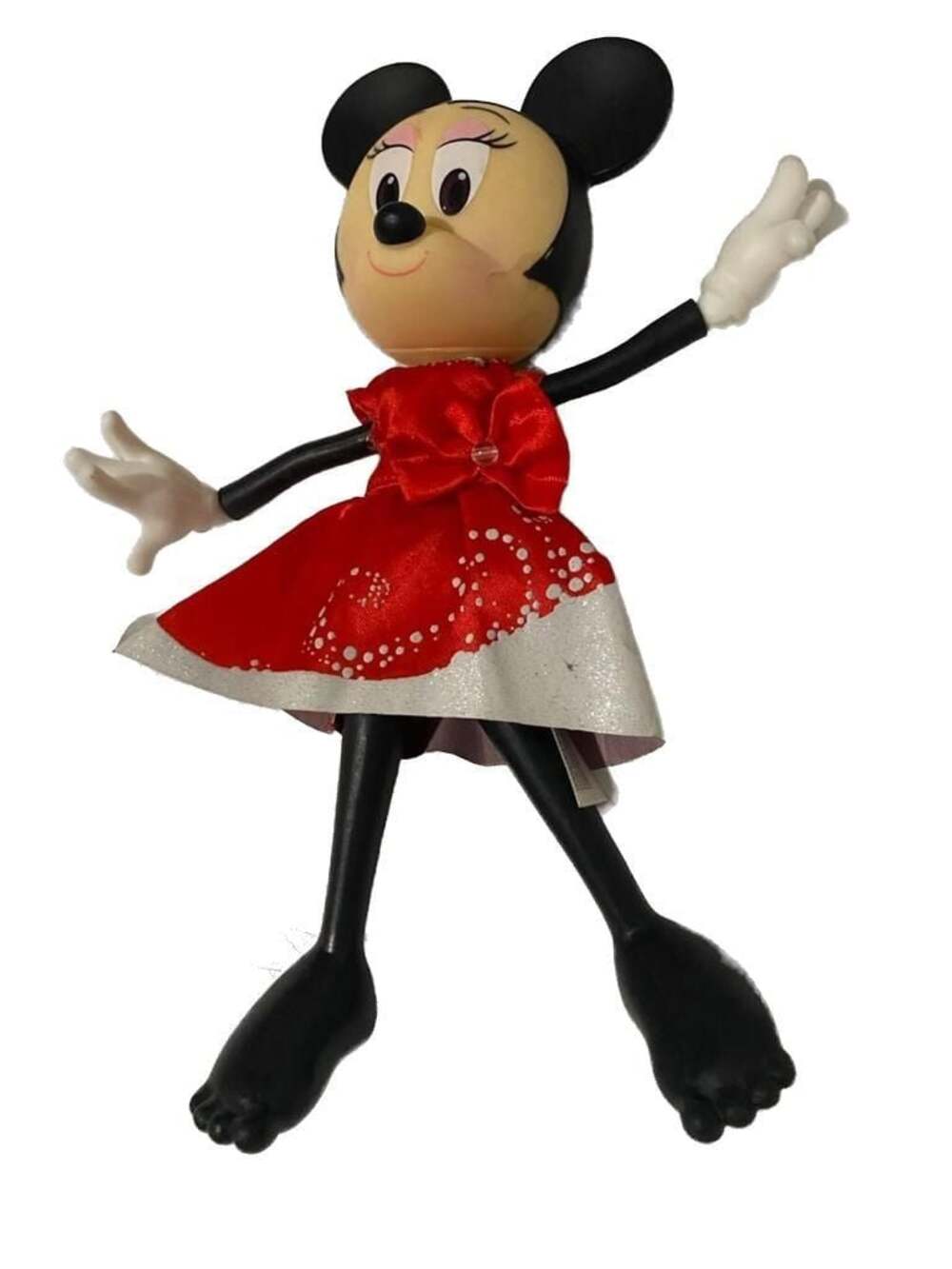 Jakks Pacific Disney Minnie Mouse Poseable 9 Inch Holiday Red Dress Fashion Doll